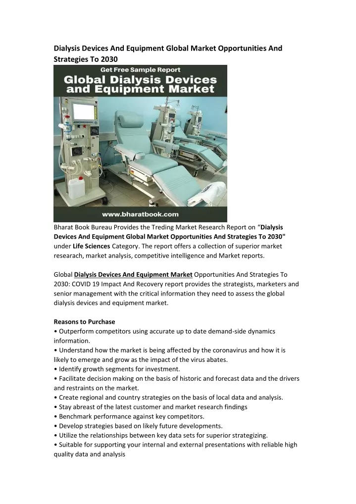 dialysis devices and equipment global market