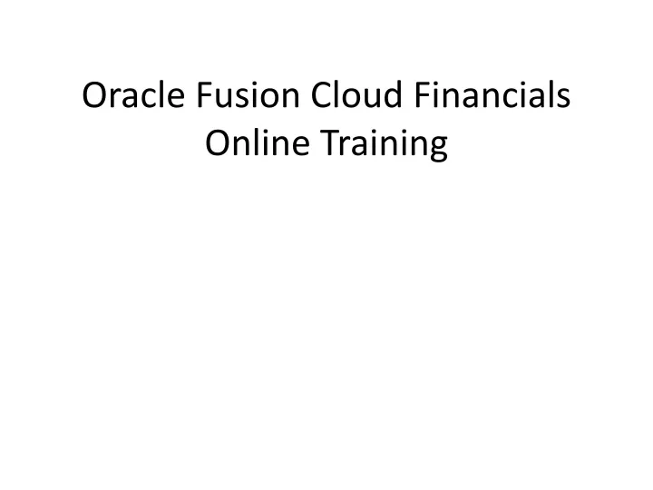 oracle fusion cloud financials online training