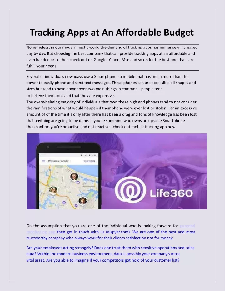 tracking apps at an affordable budget