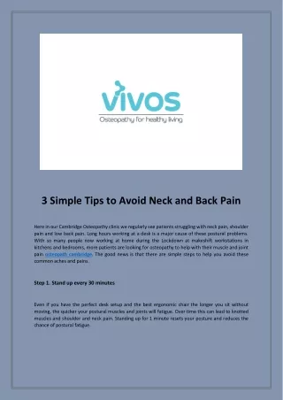 3 Simple Tips to Avoid Neck and Back Pain