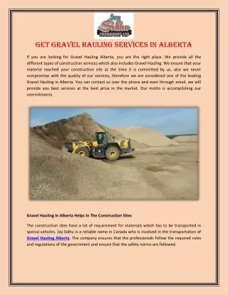Get Gravel Hauling Services in Alberta