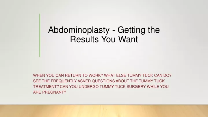 abdominoplasty getting the results you want