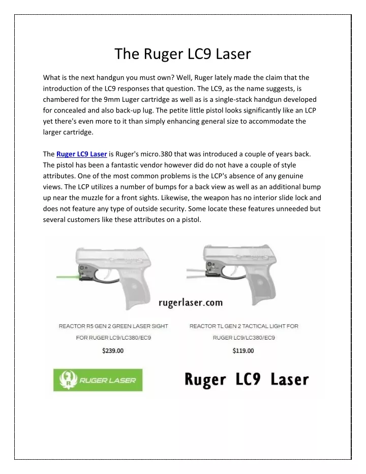the ruger lc9 laser