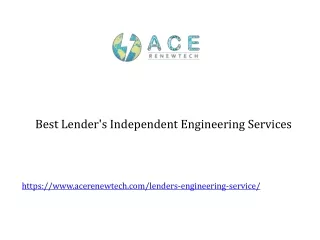 Best Lender's Independent Engineering Services in India