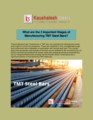 What are the 3 Important Stages of Manufacturing TMT Steel Bars?