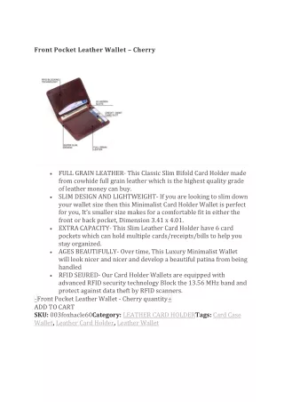 front pocket leather wallet cherry