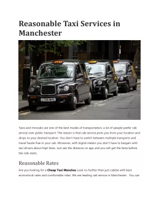 Taxis from Manchester Airport