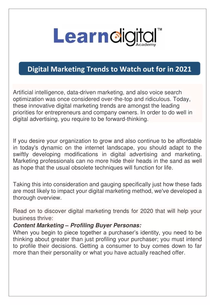 digital marketing trends to watch out for in 2021