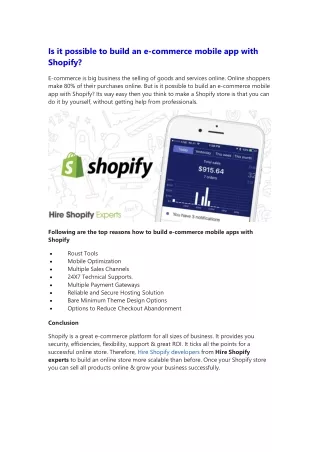 is it possible to build an e commerce mobile