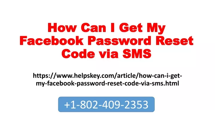 how can i get my facebook password reset code via sms