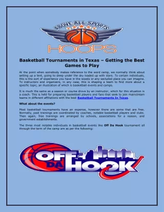 Basketball Tournaments In Texas – Getting The Best Games To Play