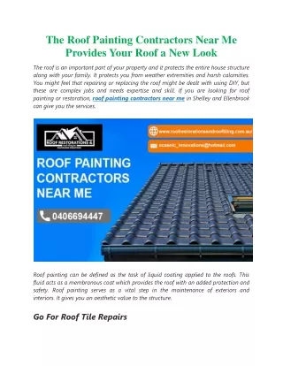 The Roof Painting Contractors Near Me Provides Your Roof a New Look