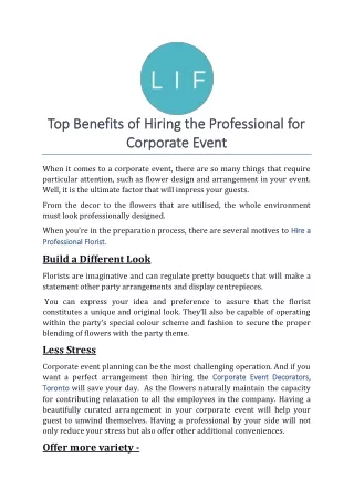 Top Benefits of Hiring the Professional for Corporate Event