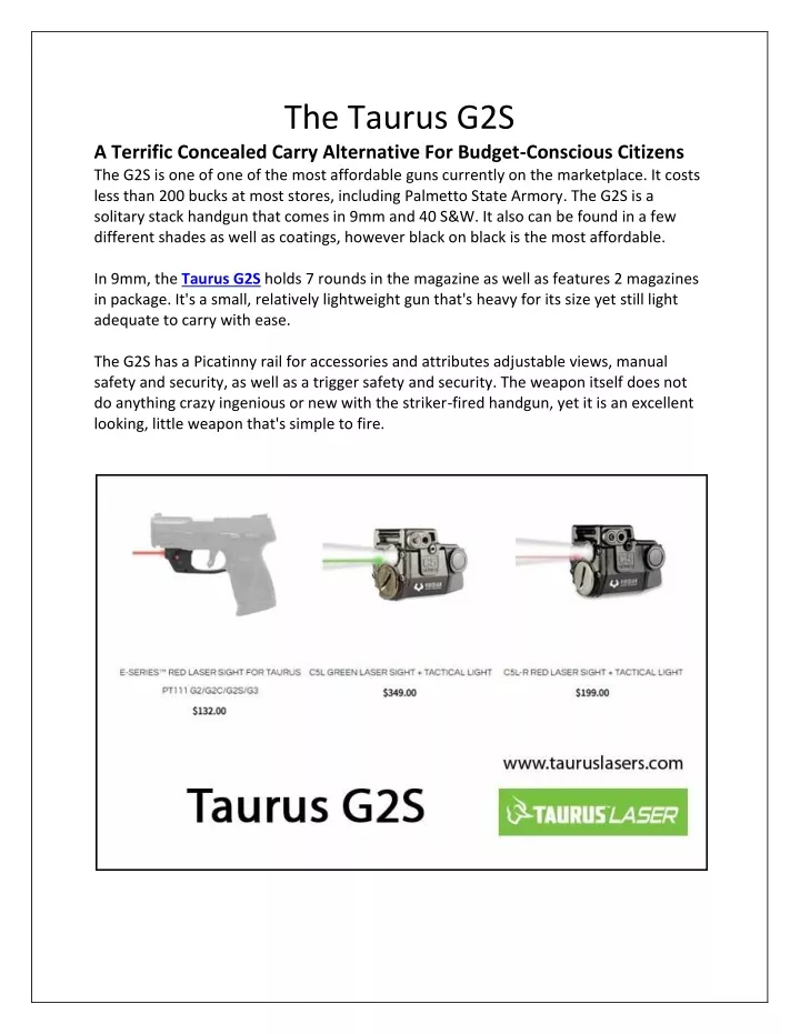 the taurus g2s
