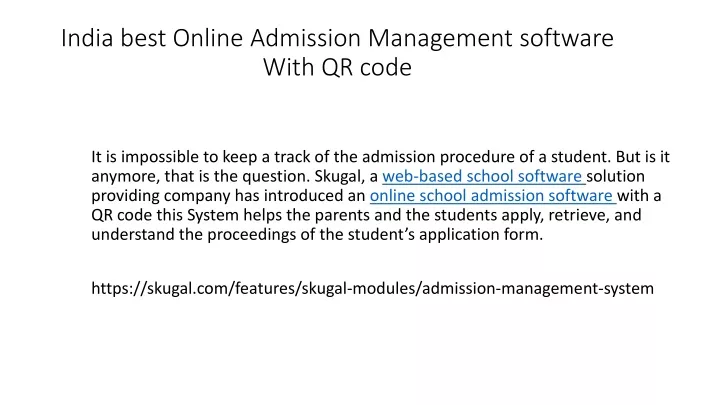 india best online admission management software with qr code