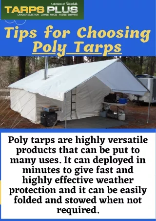 Tips for Choosing Poly Tarps