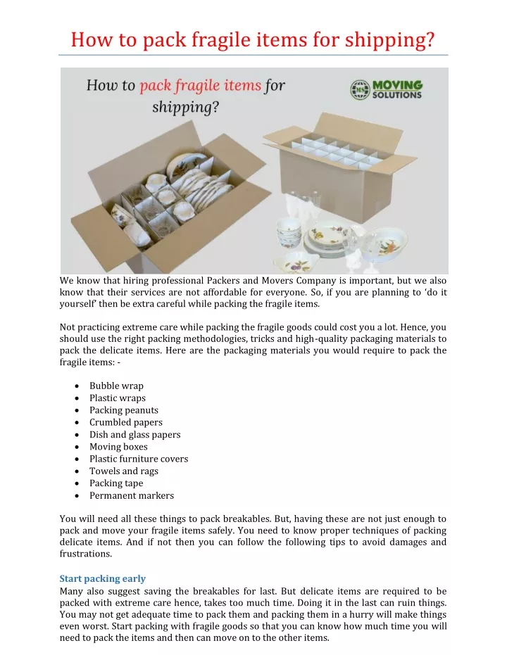 how to pack fragile items for shipping