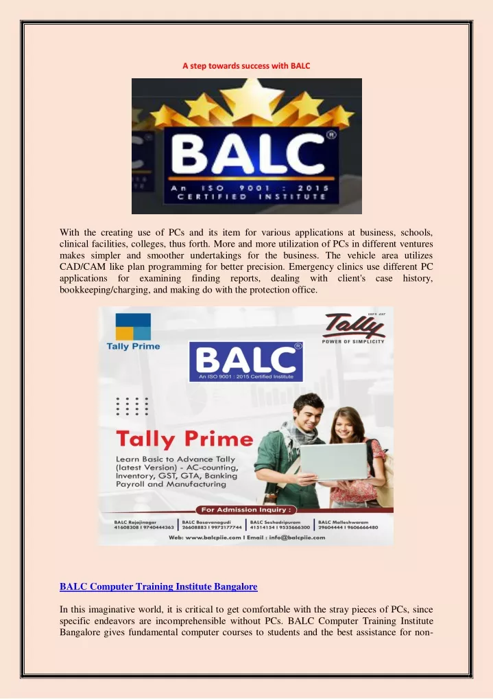 a step towards success with balc
