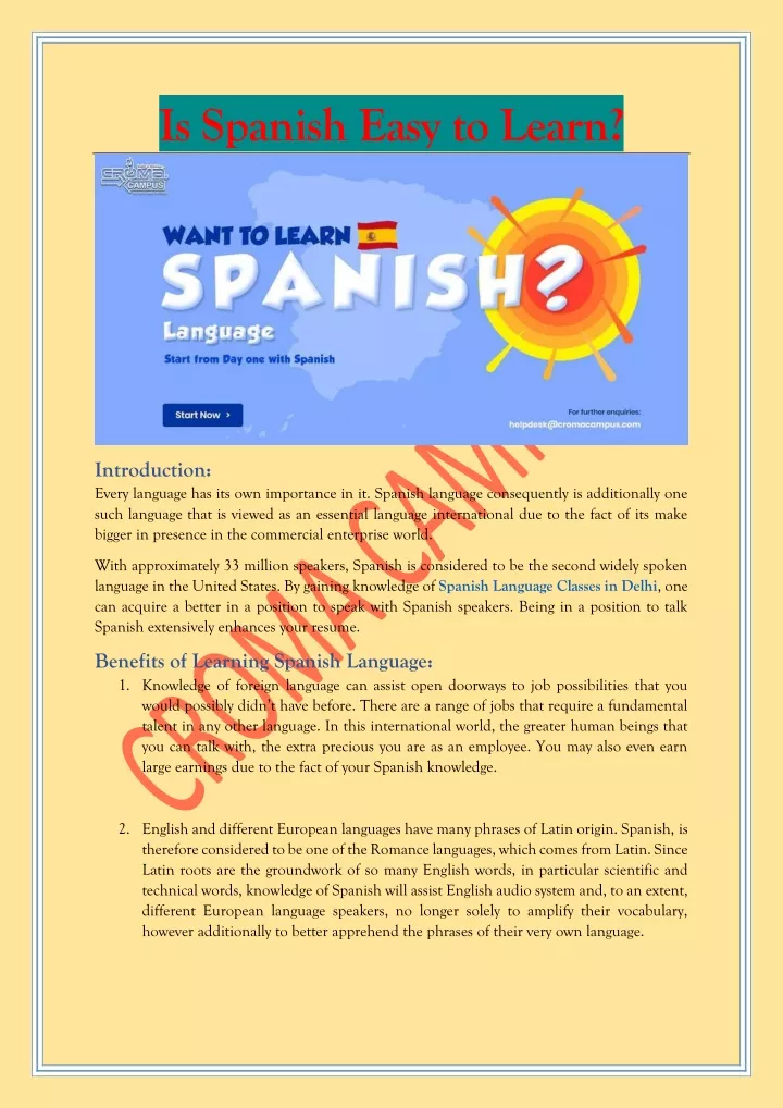 is spanish easy to learn