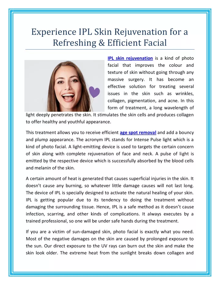 experience ipl skin rejuvenation for a refreshing