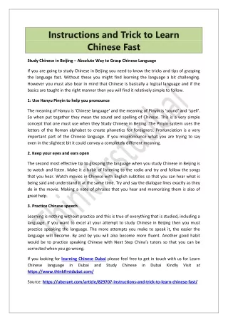 instructions and trick to learn chinese fast