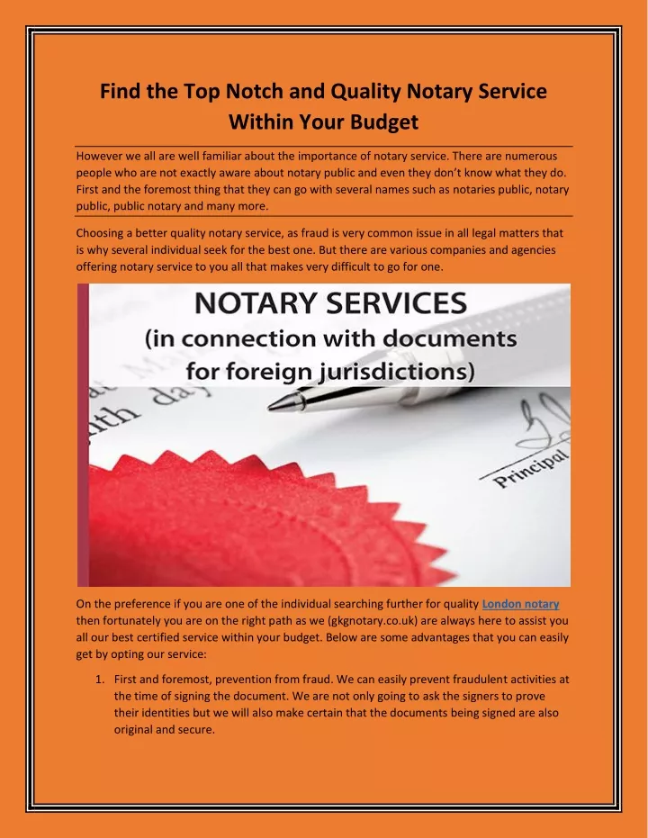 find the top notch and quality notary service