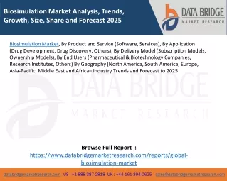 Biosimulation Market Analysis, Trends, Growth, Size, Share and Forecast 2025