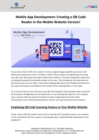 mobile app development creating a qr code reader