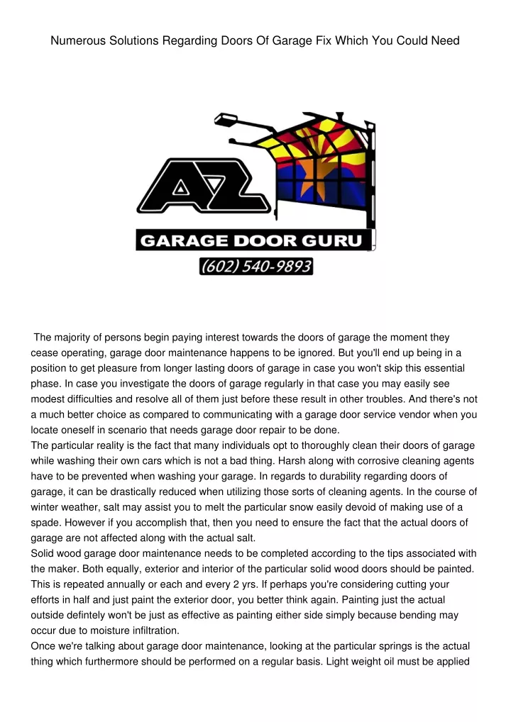 numerous solutions regarding doors of garage