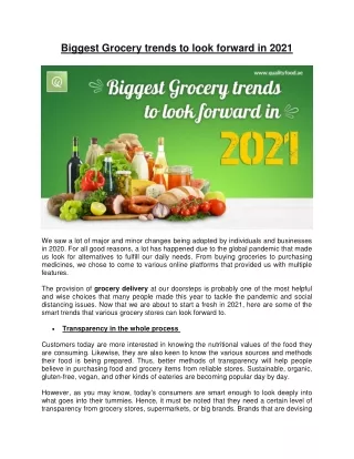 Biggest Grocery trends to look forward in 2021