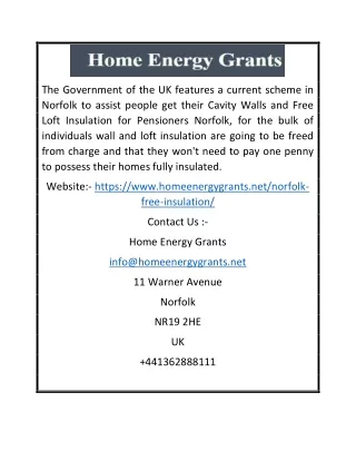 Free Loft Insulation For Pensioners Norfolk | Home Energy Grants