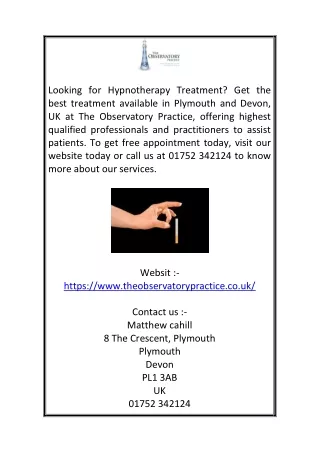 looking for hypnotherapy treatment get the best