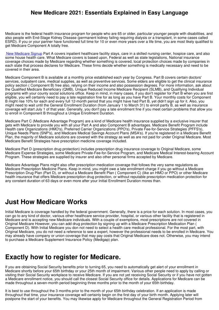 new medicare 2021 essentials explained in easy