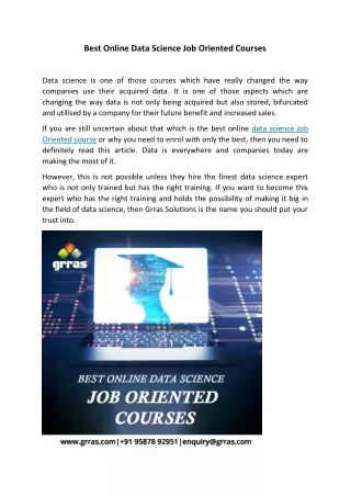 best online data science job oriented courses