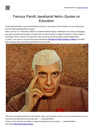 Famous Pandit Jawaharlal Nehru Quotes on Education