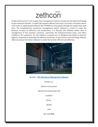 3PL Warehouse Management Software | Zethcon.com