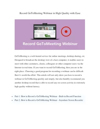 Record GoToMeeting Webinar in 2 Fast Ways