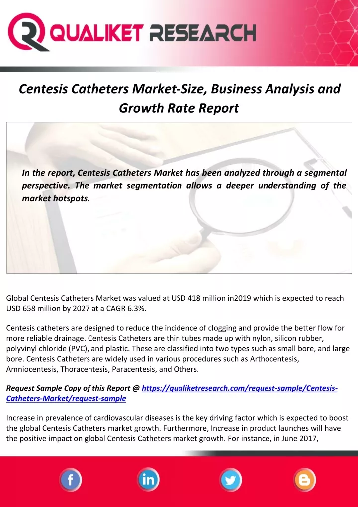 centesis catheters market size business analysis
