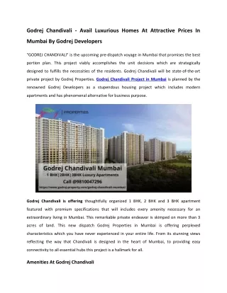 godrej chandivali avail luxurious homes