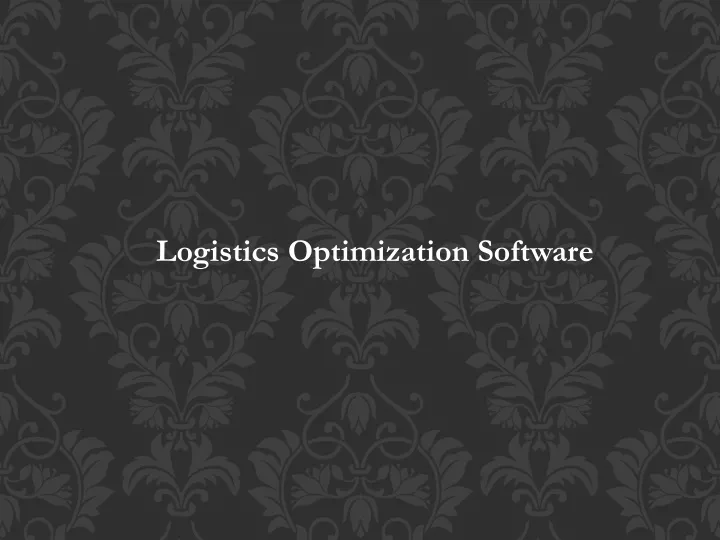 logistics optimization software