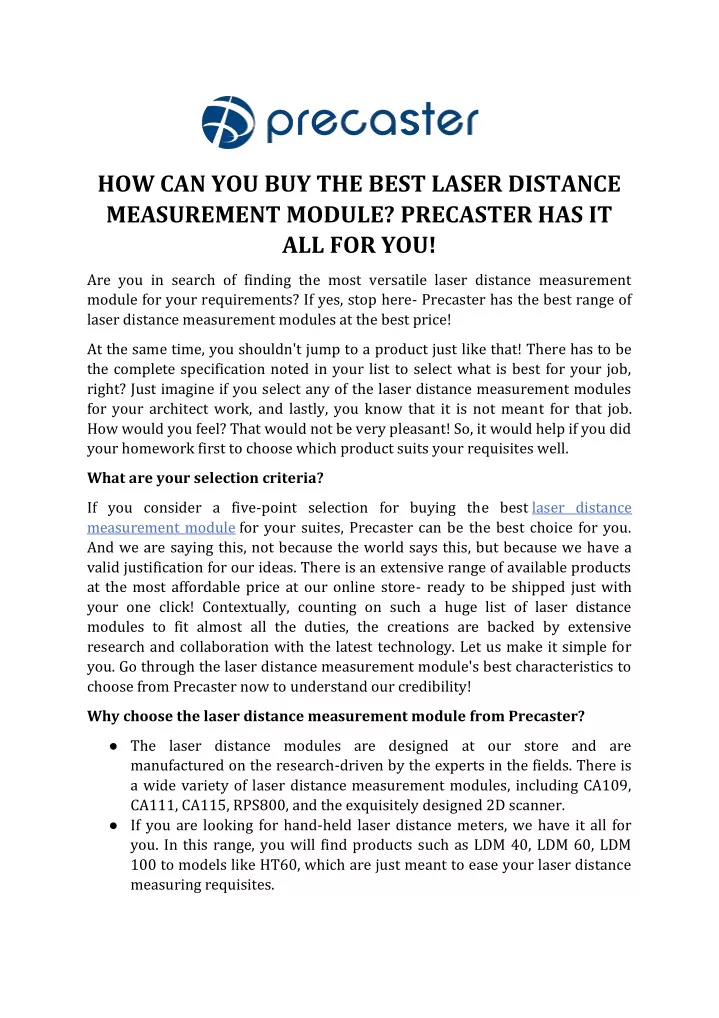 how can you buy the best laser distance