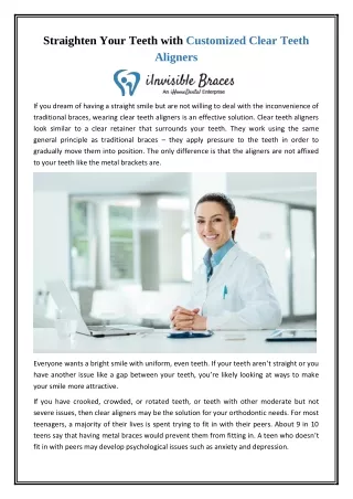 straighten your teeth with customized clear teeth