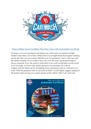 Tips to Make Your Car Shine This New Year with Automatic Car Wash