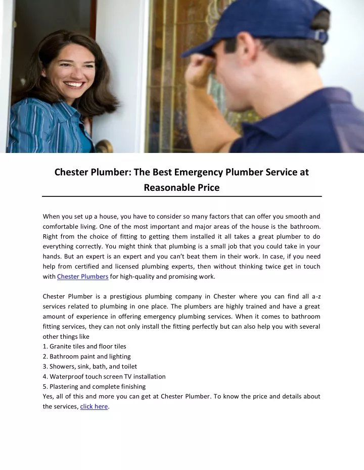 chester plumber the best emergency plumber