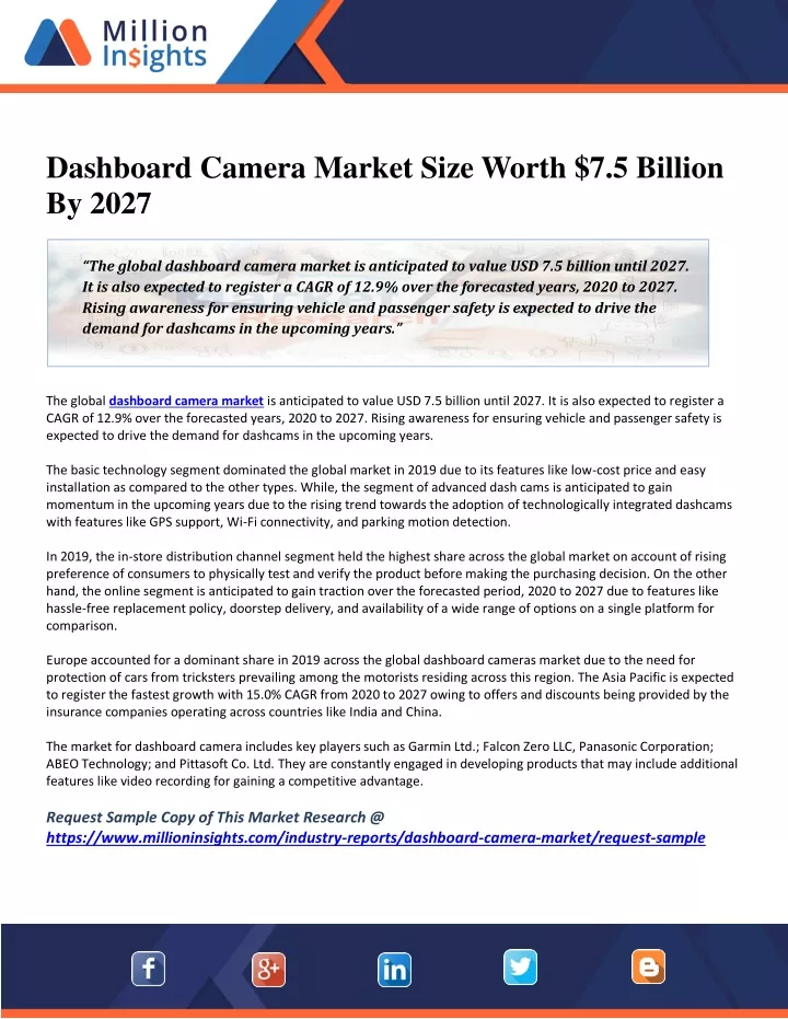 dashboard camera market size worth 7 5 billion