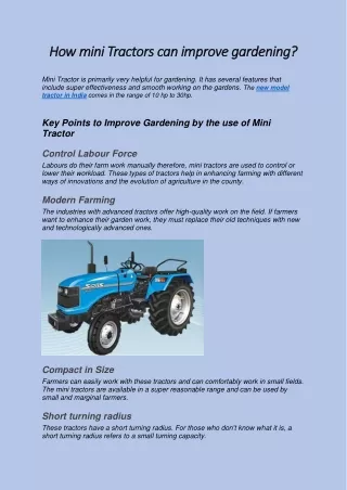 How mini Tractors can improve gardening?