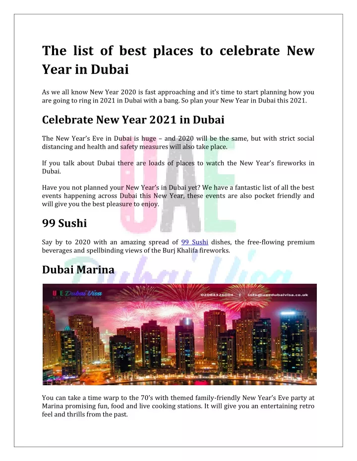 the list of best places to celebrate new year