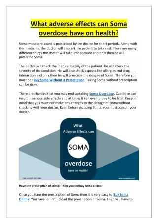 what adverse effects can soma overdose have