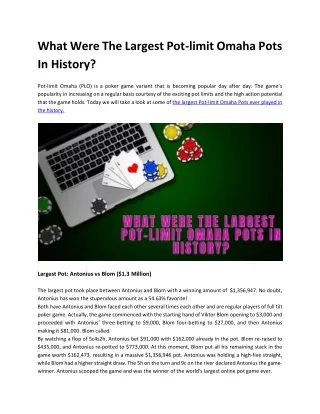 what were the largest pot limit omaha pots