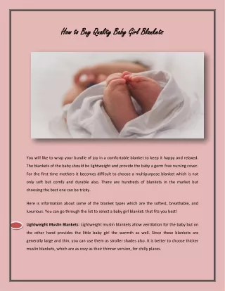 How to Buy Quality Baby Girl Blankets